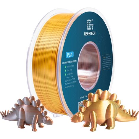 Filamento per stampa 3D, materiale PLA, durevole e biodegradabile, oro, argento, rame (1/2)