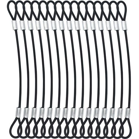 Cavo corto con occhiello in acciaio inox da 2 mm, fune in acciaio inox, fune in acciaio, fune in acciaio rivestita in gomma, 30 cm - nero (1/4)