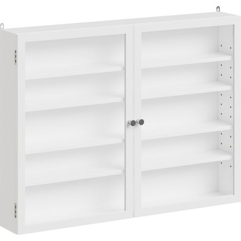 SoBuy Armoire Murale Salle de Bain 2 Portes Meuble Rangement Mural avec Étagères Réglables Placard Suspendu Faible Profondeur 80×12.2×60 cm Capacité de charge 10 kg FSB113-W (1/5)