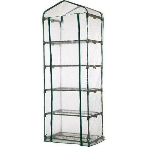 Housse de Serre - PVC Transparent - Porte à Fermeture Éclair - 5 Étages - Pour Jardin Balcon Terrasse