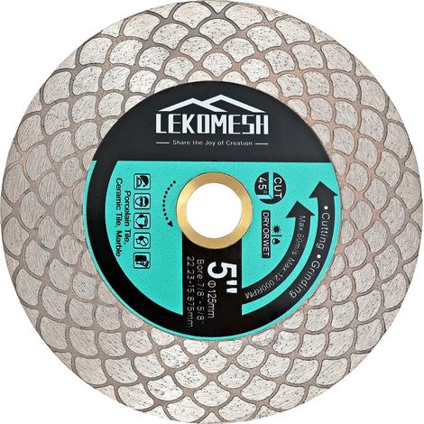 Disque Diamant Carrelage 125x22,23mm - Lame de Scie Diamant Pour Couper et Meulage Carrelage,Céramique,Marbre,Granit,Pierre Artificielle,Meuleuse D'angle (1/5)