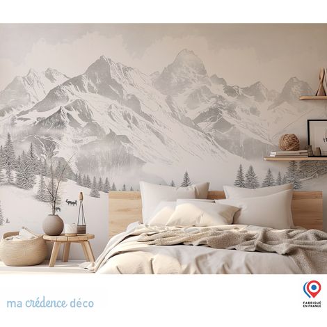 Papier peint : Chaine du mont-blanc et chamois 2 - Intissé - 400 cm - 280 cm (1/3)