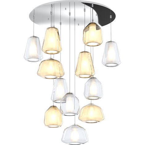 SOSPENSIONE CROMO 12 LUCI TONDA VETRI (ALPHA 2 X AM + 1 X TR) (BETA 2X AM + 2X TR ) (GAMMA 2X AM + 3X TR) 1176CR-S12 T ABG-TA (1/2)