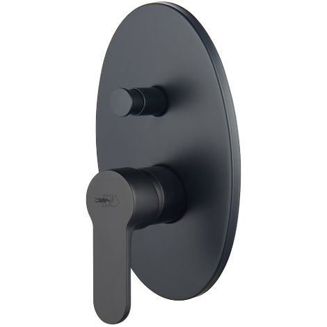 Miscelatore monocomando incasso doccia con deviatore serie Paco cartuccia 35 mm in ottone nero opaco rubinetteria (1/2)