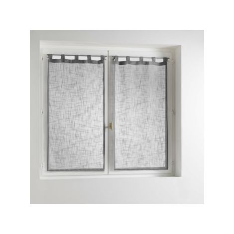 Douceur D'Intérieur – Paire de voilage effet lin tissé – Dimensions 60 x 160 cm – Polyester gris – Finition passe tringle pour installation facile