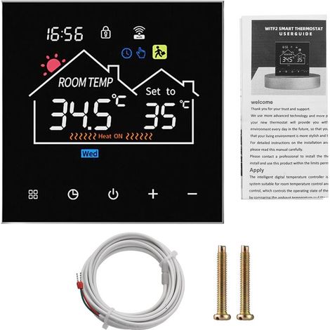 Thermostat intelligent pour chauffage au sol de la maison Thermostat WiFi AC avec contrôle APP Écran tactile numérique LED Économie d'énergie et affichage programmable de l'humidité météo (1/5)