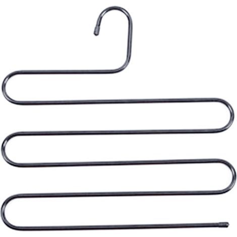 (14,17 x 14,17 Zoll, 2er-Pack, schwarz) S-förmige Kleiderbügel aus Edelstahl für Hosen, zur Aufbewahrung im Kleiderschrank und als Organizer zum Aufhängen von Hosen, Jeans und Schals (1/5)