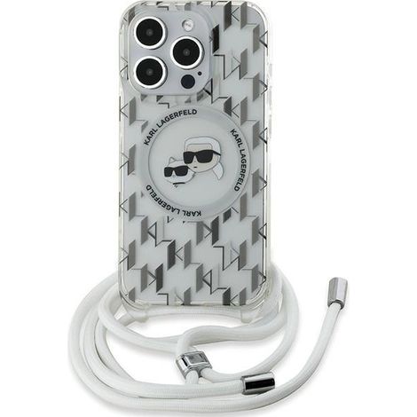 Funda rígida transparente Karl Lagerfeld KLHMP15XHCKCKLCT para iPhone 15 Pro Max de 6,7 pulgadas, bandolera IML Monogram Karl & Choupette Head MagSafe (1/5)