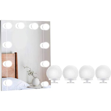 Luci Led Specchio Trucco Hollywood Kit 4Pz Lampadine Adesive postazione Make up (1/5)