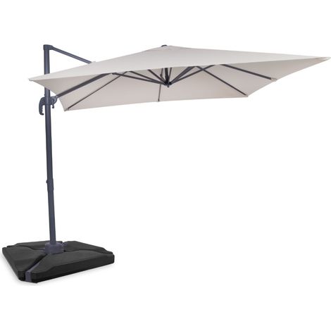 VONROC Parasol déporté 300x300 cm inclinable rotatif 360° avec dalles et housse Pisogne Beige GP506XX (1/5)
