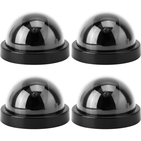4pcs simulateur de caméra de Simulation de dôme factice factice avec Clignotant LED pour Les Maisons et Entreprises alimenté par 2 Piles AA(Noir) (1/5)