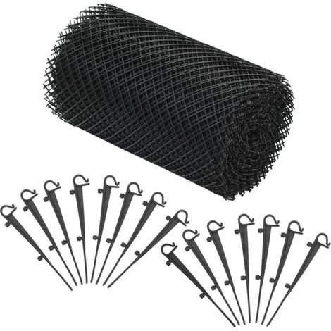 Kit de protection de gouttière, lot de 4 grilles avec 60 clips, pare-feuilles en HDPE, 600 x 18 cm, 1,08 m², noir (1/5)