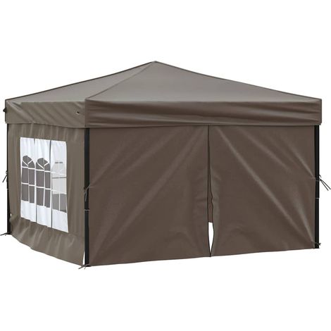 Tonnelle de jardin,Tente de réception pliable avec parois Taupe 3x3 m CFW63862 (1/5)
