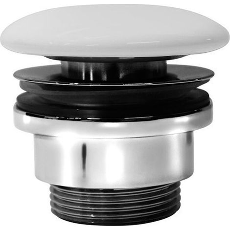 Bonde de lavabo à écoulement libre GSI 5/4, bouchon en céramique, 5-65 mm, blanc mat