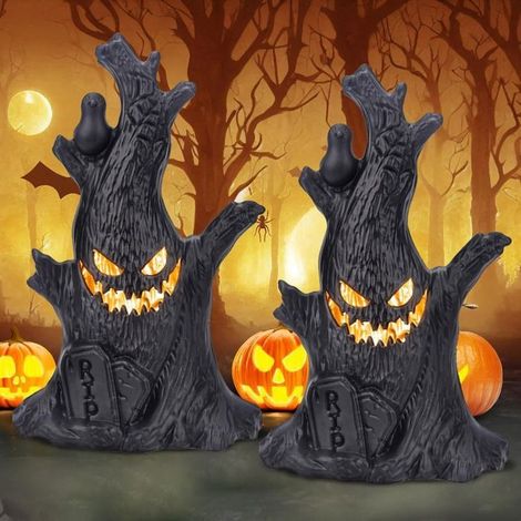 2 lanternes LED d'Halloween, souche fantôme d'Halloween, accessoires de décoration d'Halloween, décoration de fêt (1/5)
