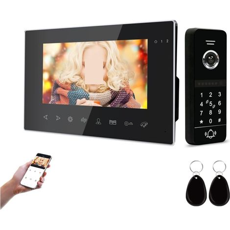 Caméra de sécurité sans fil avec sonnette vidéo Système d'interphone vidéo sans fil WiFi for maison Villa appartement avec mot de passe contrôle d'accès vidéo interphone résidentiel Installation facil (1/5)