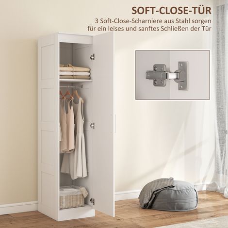 Armoire polyvalente avec penderie, étagère, porte à fermeture amortie 40 x 52 x 180 cm Blanc (1/5)
