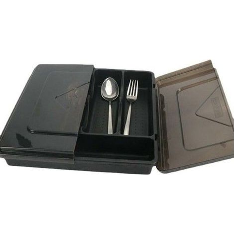 Boîte De Rangement Couverts Avec Couvercle Compartiment Multifonction Vaisselle Orga (1/3)