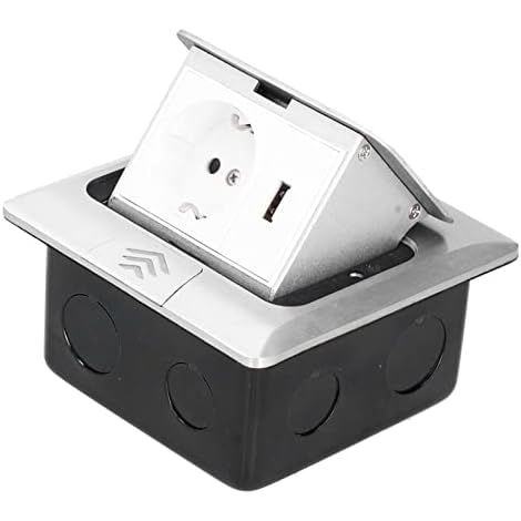 Boîte de Prise Électrique de Sol Étanche Multiprise Prise de Courant en Alliage d'Aluminium avec USB Chargeurs Prise Encastrée pour Sol 250V 16A (1/5)