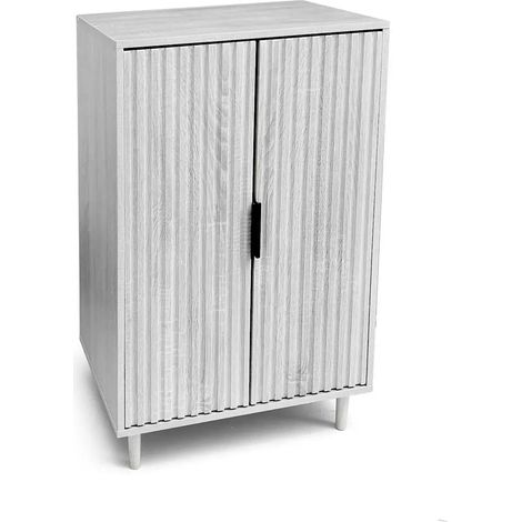 Meuble de rangement bioclimatique 60 x 40 x 80 cm, blanc, 2 portes