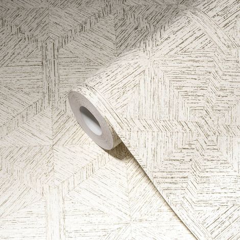 A.S. Création Geometrische Tapete Weiß 10.05 m x 0.53 m 21 cm (gerade) Vlies scheuerbeständig gut lichtbeständig restlos trocken abziehbar (1/5)