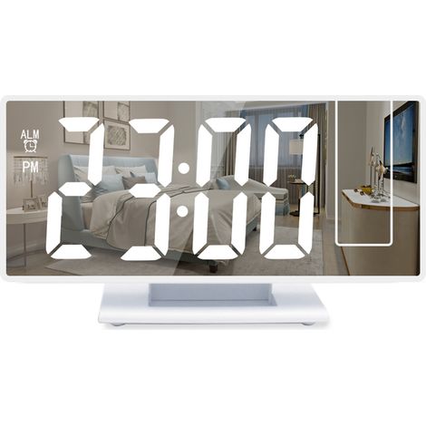 Large LED screen alarm clock, projection function, USB port and snooze alarm