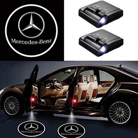 2 Pcs Porte De Voiture Sans Fil Led Bienvenue Laser Projecteur Logo Lumière Lampe Fantôme Ombre Lumière Logos (Mercedes) My09141 (1/4)