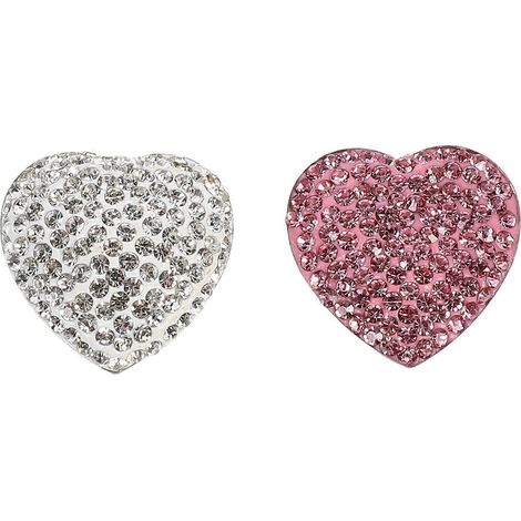 Lot de 2 aimants autocollants pour réfrigérateur en forme de cœur avec strass, en acier inoxydable.-3X3X0.5CM-White (1/3)