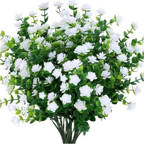 Blanc Fleurs Artificielles Jonquilles, Fleur Fausse, UV Résistant Verdure Arbustes Plantes Intérieur Extérieur Accueil Jardin Décor (1/4)