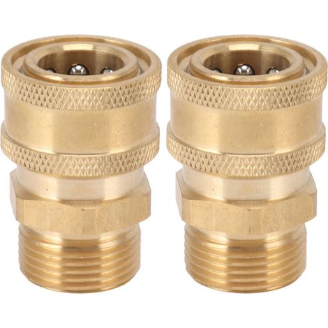 Adaptateur de raccord pour nettoyeur haute pression 2 pièces en cuivre pur M22 - Femelle NPT 3/8 pouces vers mâle, trou intérieur 15 mm (0,59 po) (1/5)