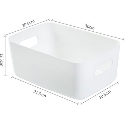 Panier de Rangement de Bureau en PP, Organisateur de Cosmétiques et Fournitures avec Poignée, Grand et Blanc pour la Maison (1/2)