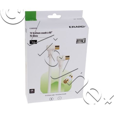 Erard - cordon tv 9.52mm coudé à 90° m/f + adaptateur 5m - 724501 (1/2)