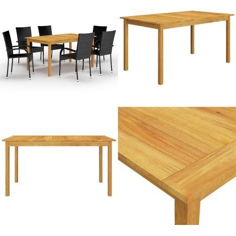 Ensemble à manger de jardin 7 pcs Noir - Salon De Jardin - Mobilier De Jardin - Table De Jardin - Chaises De Jardin - Acacia - Home & Living (1/5)