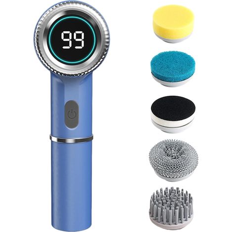 Brosse Nettoyage Salle Bain, épurateur Sans Fil à écran LCD Kit Nettoyage électrique Automatique avec 3 Vitesses Puissance et 5 Têtes Remplaçables (1/5)