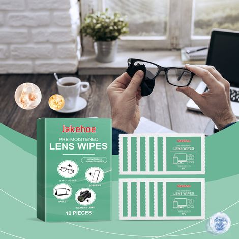 Lingettes nettoyantes pour lentilles et chiffons de nettoyage pour écrans de lunettes, emballés individuellement pour un transport facile – 12 pièces -- BIEMMEDUE (1/5)