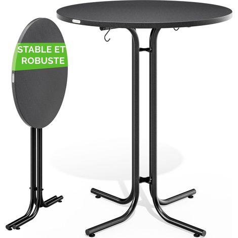Table de bar ronde pliable grise 80 x 110 cm 232944633 (1/5)