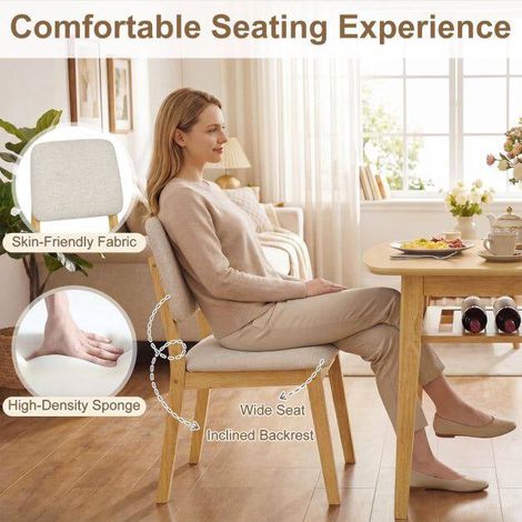 3-Piece Dining Set with Upholstered Chairs, Natural Wood (1/5)