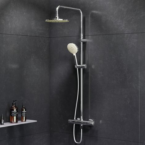 Am.Pm – Colonne de douche thermostatique 38℃ avec mitigeur chrome – Pommeau en acier inoxydable – 3 types de jets – Système anticalcaire (1/5)