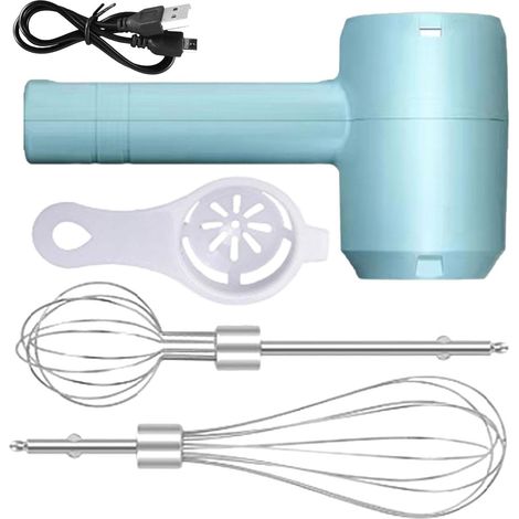 Elektrischer Handmixer, Edelstahl-Handmixer, elektrischer Eierschläger, wiederaufladbarer Handmixer, kabelloser Rührbesen zum Backen und Kochen