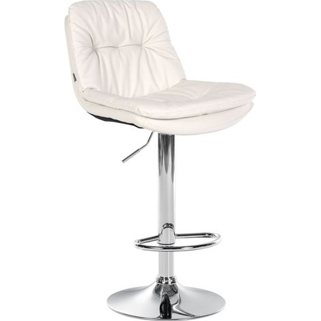 Sgabello alto x1 per cucina e bar con seduta morbida in similpelle bianco scuro struttura in metallo cromato 100005799