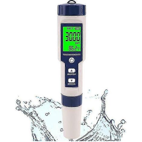 HONORNIC - Salinomètre pour piscine, salinomètre numérique, salinomètre 5 en 1 haute précision, kit de test étanche IP67 - C10