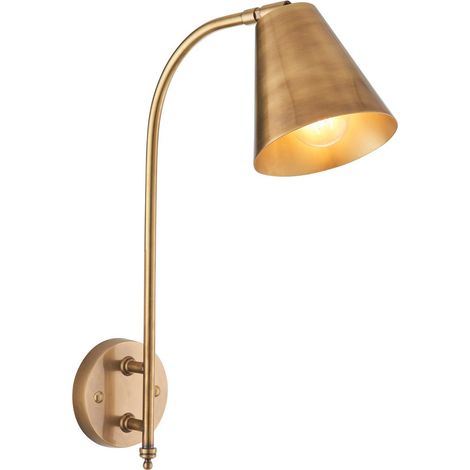 Lampada da parete operativa in ottone massiccio antico (1/5)