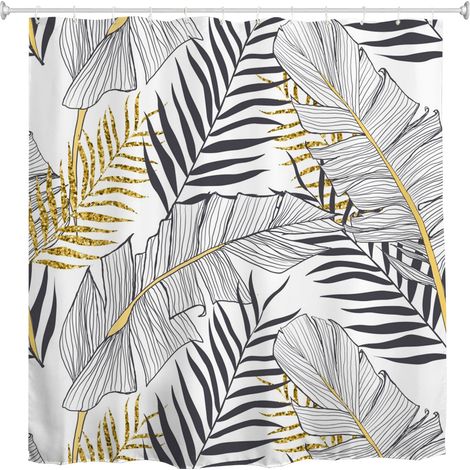 BRAVIX Rideau de Douche 180x180cm, motif feuilles Rideau Douche Imperméable simple Rideau de Douche Salle de Bain