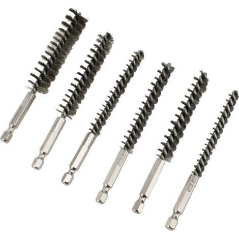 6pcs brosses nettoyage tuyaux – Nosheir – 8-19 mm – Acier inox 304 – Hexagone pour perceuse – dérouillage polissage auto atelier (1/4)