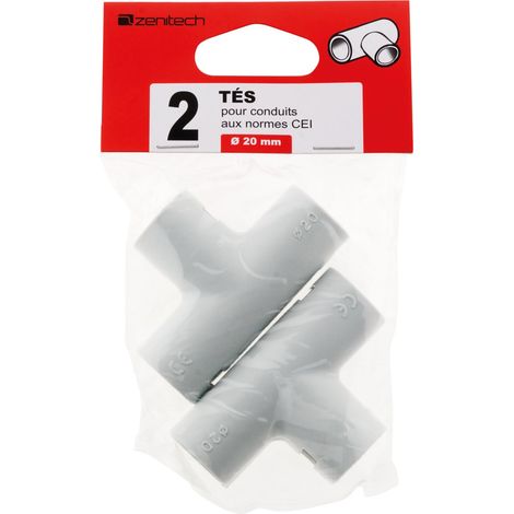 2 tés pour conduits Ø 20mm - gris (1/5)