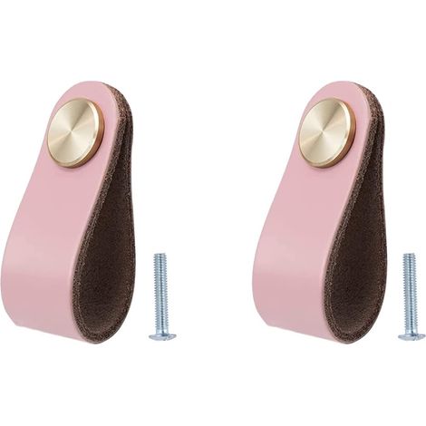 Lot de 2 poignées en cuir vintage pour meubles, portes, tiroirs, armoires, cuisine, salle de bain. (1/5)