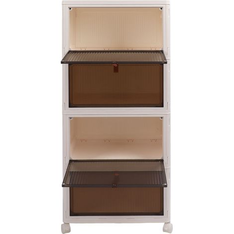 Stapelbare Aufbewahrungsboxen mit Deckel, Kunststoffboxen, 4-lagig, Aufbewahrungsbehälter für Wohnzimmer und Schlafzimmer (1/5)