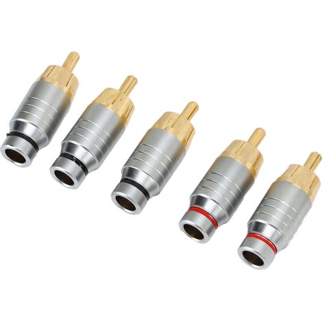 Lot de 5 connecteurs RCA universels en métal à souder pour câble audio/vidéo et prise haut-parleur (1/5)