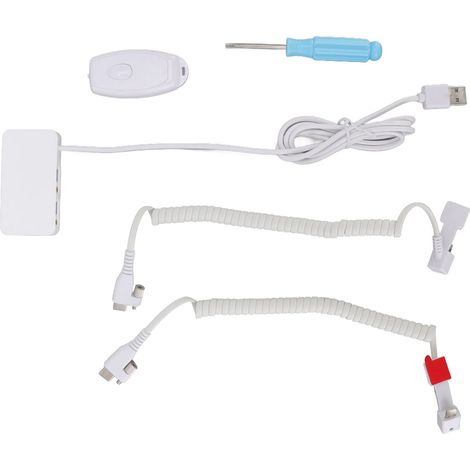 Présentoir antivol double port avec alarme et chargeur numérique compatible interface IOS. (1/5)
