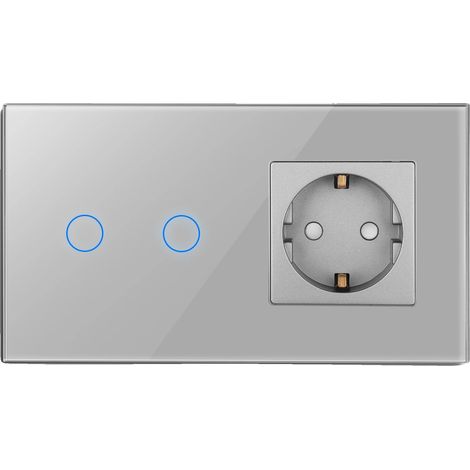Toma de corriente mural, puertos USB tipo C, interruptor táctil, 2 módulos, 1 enchufe, EU-a (1/2)